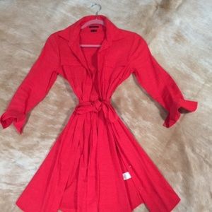 New! Theory Red Linen Dress
